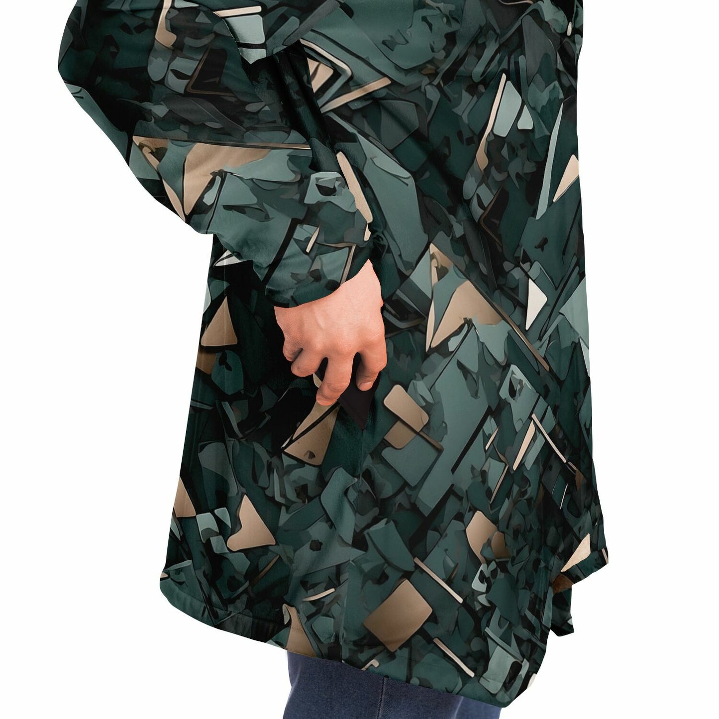 Modern Camo Hooded Cloak - Durable Fleece Cloak with Abstract Camo Pattern