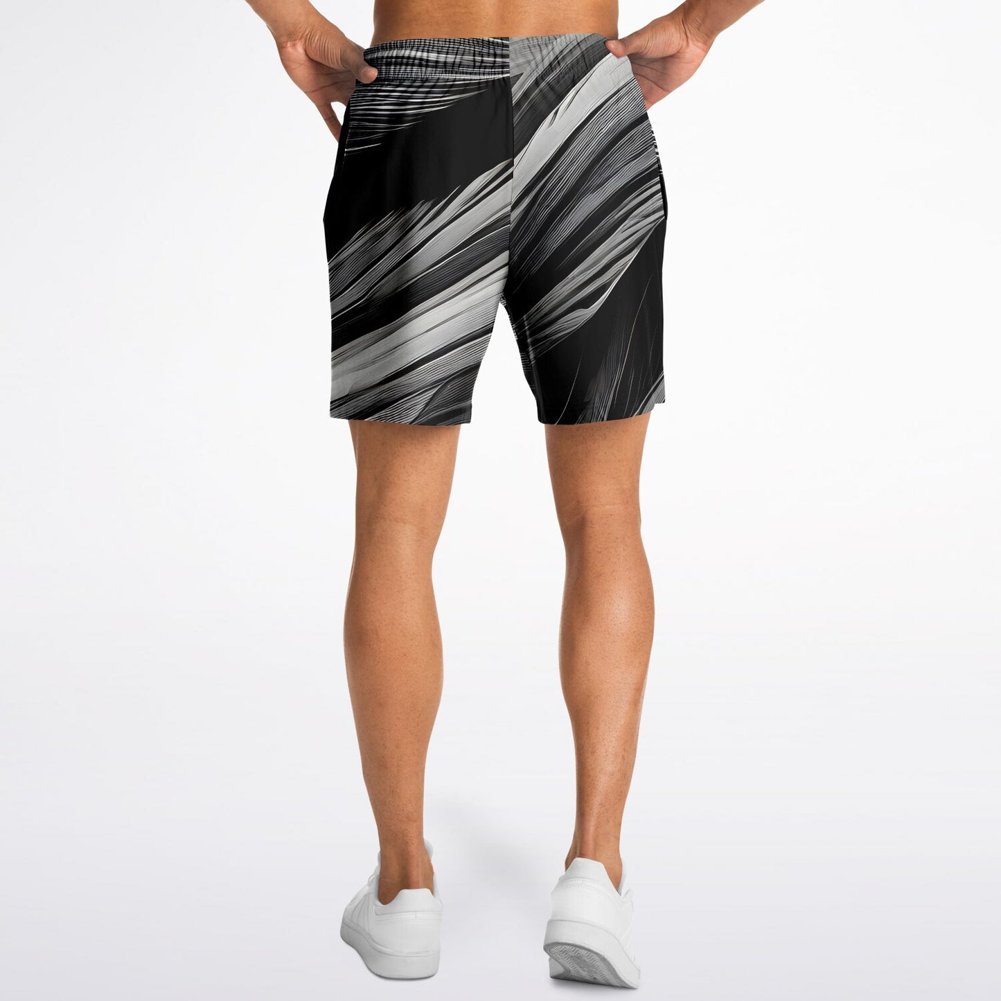 Black and White Swirls Athletic Shorts