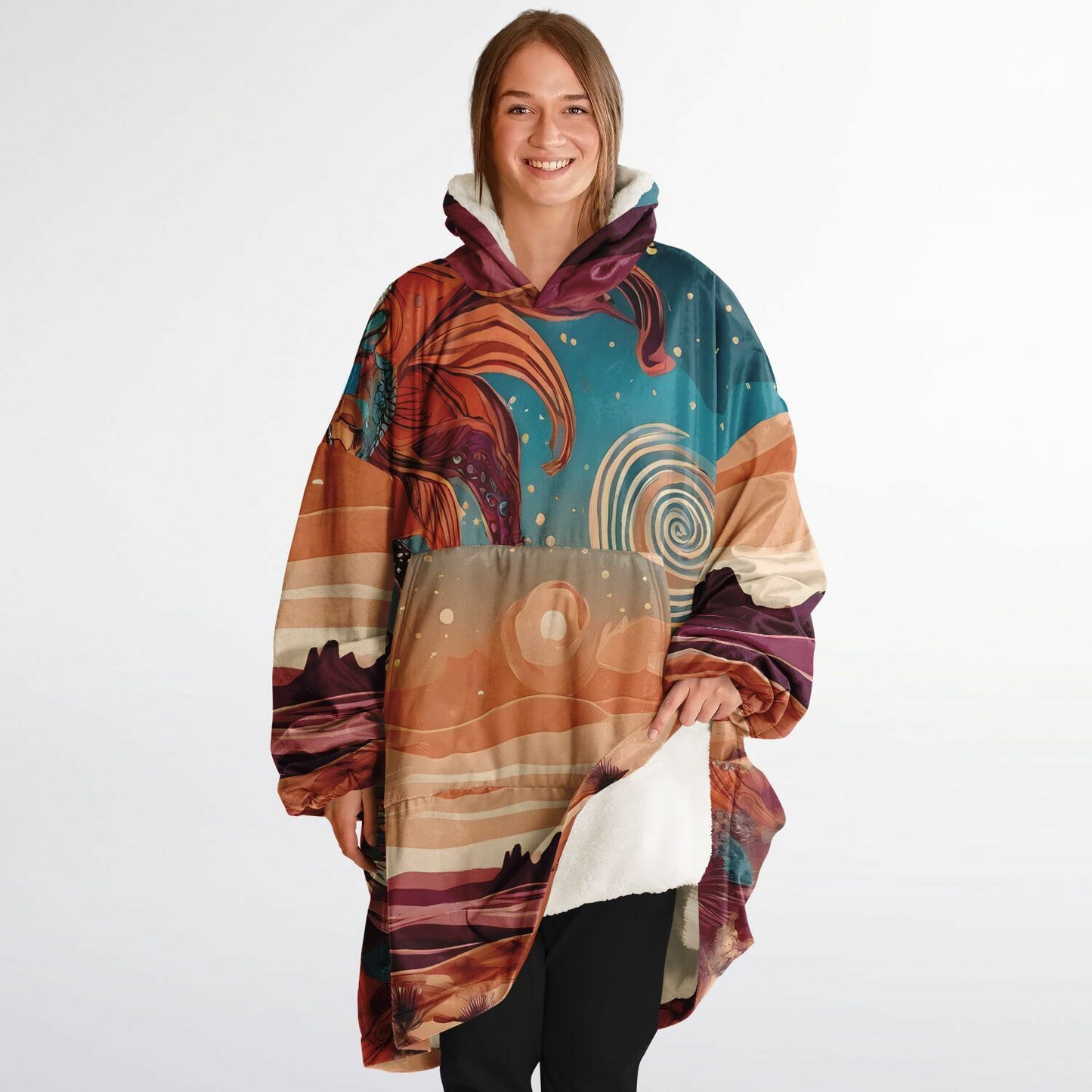 Boho Desert Snug Hoodie - Festival Fleece Wearable Blanket - Essentials Hoodie