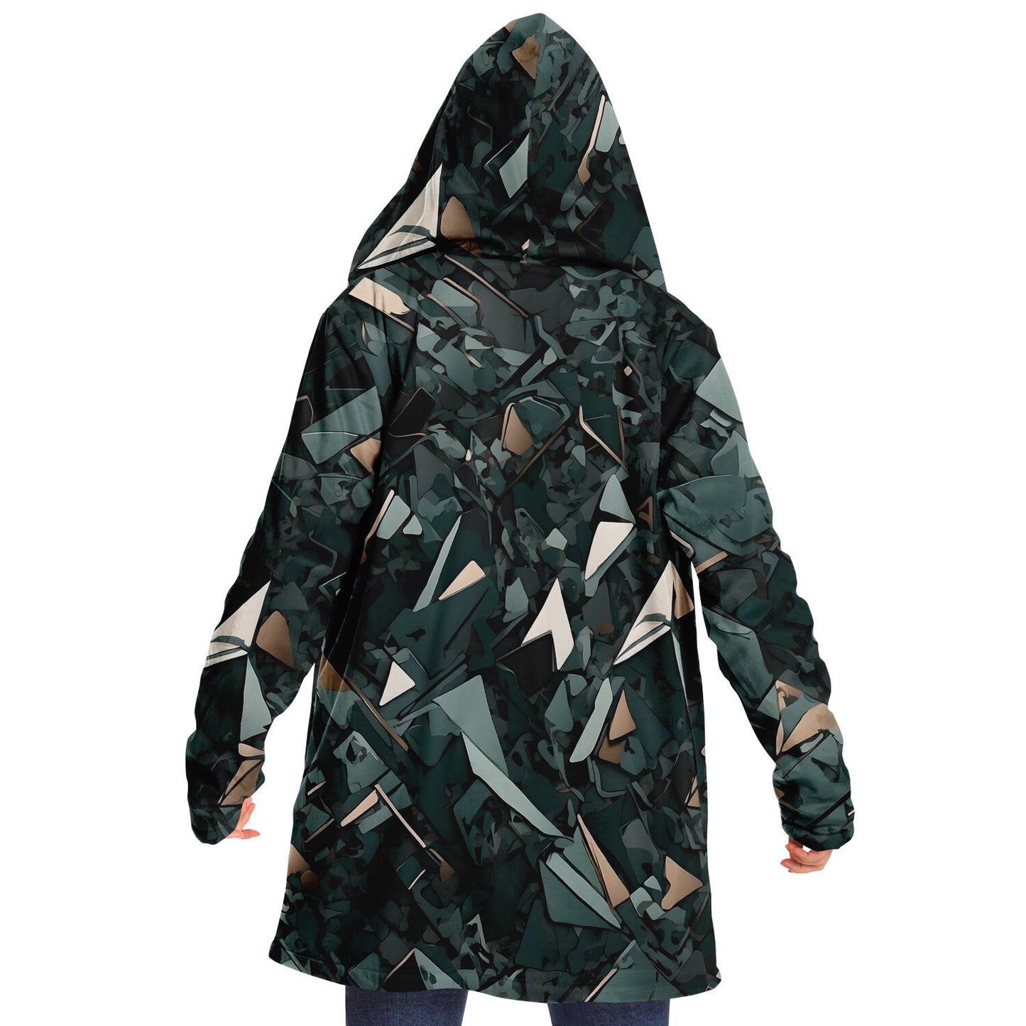 Modern Camo Hooded Cloak - Durable Fleece Cloak with Abstract Camo Pattern