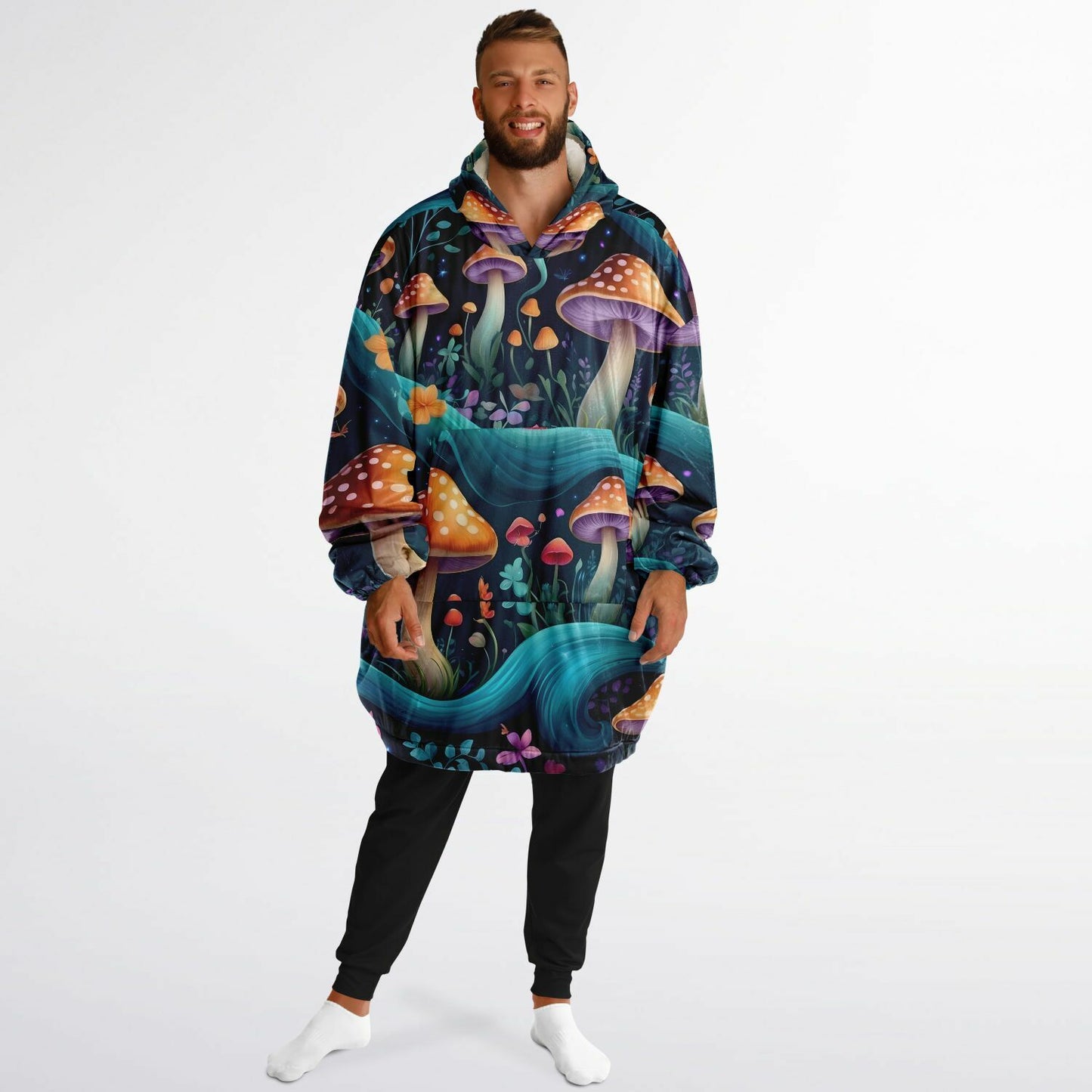 Magical Shrooms Snug Hoodie - Festival Fleece Wearable Blanket - Essentials Hoodie