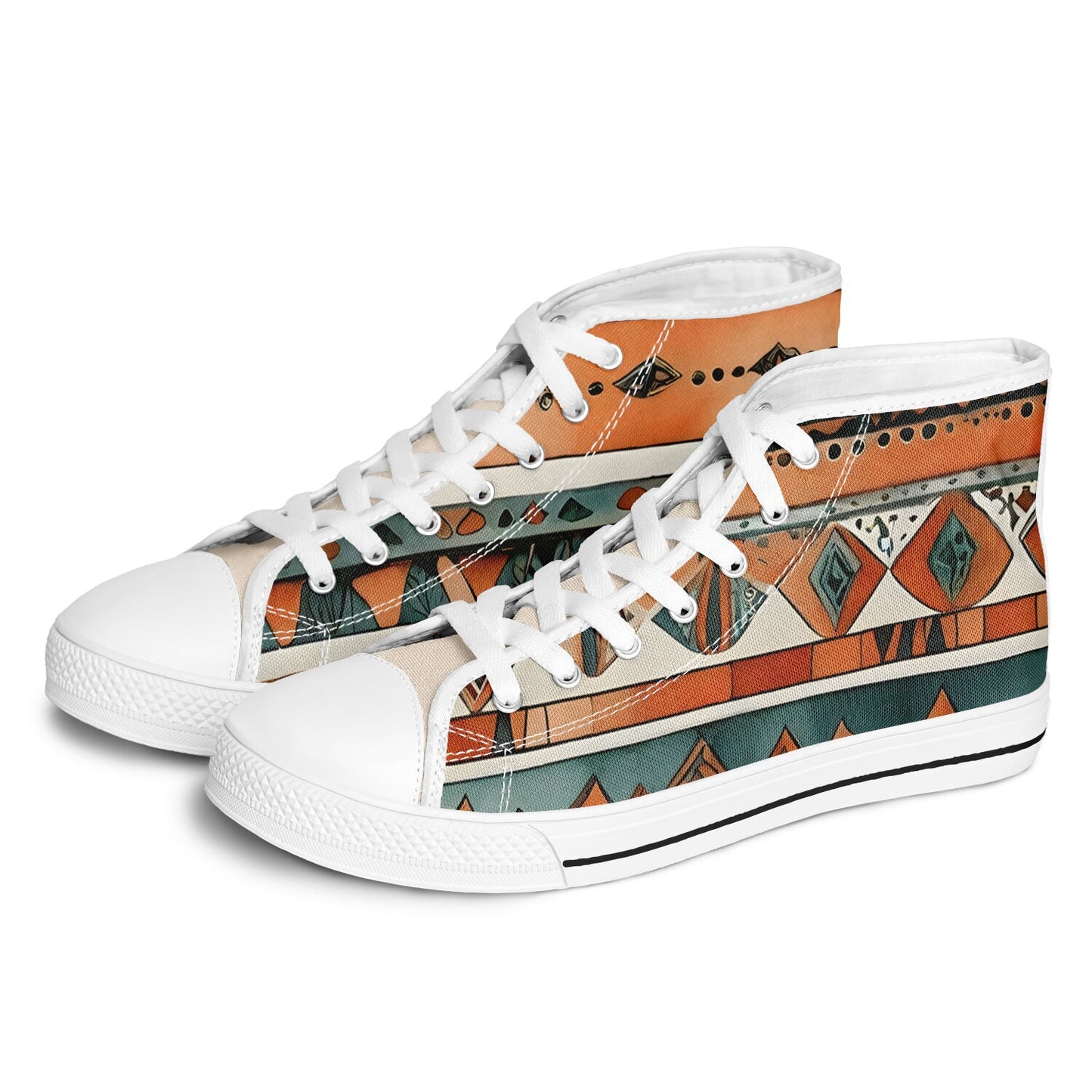 Bohemian High Tops - Abstract Unisex Festival Trainers with Bright Patterns