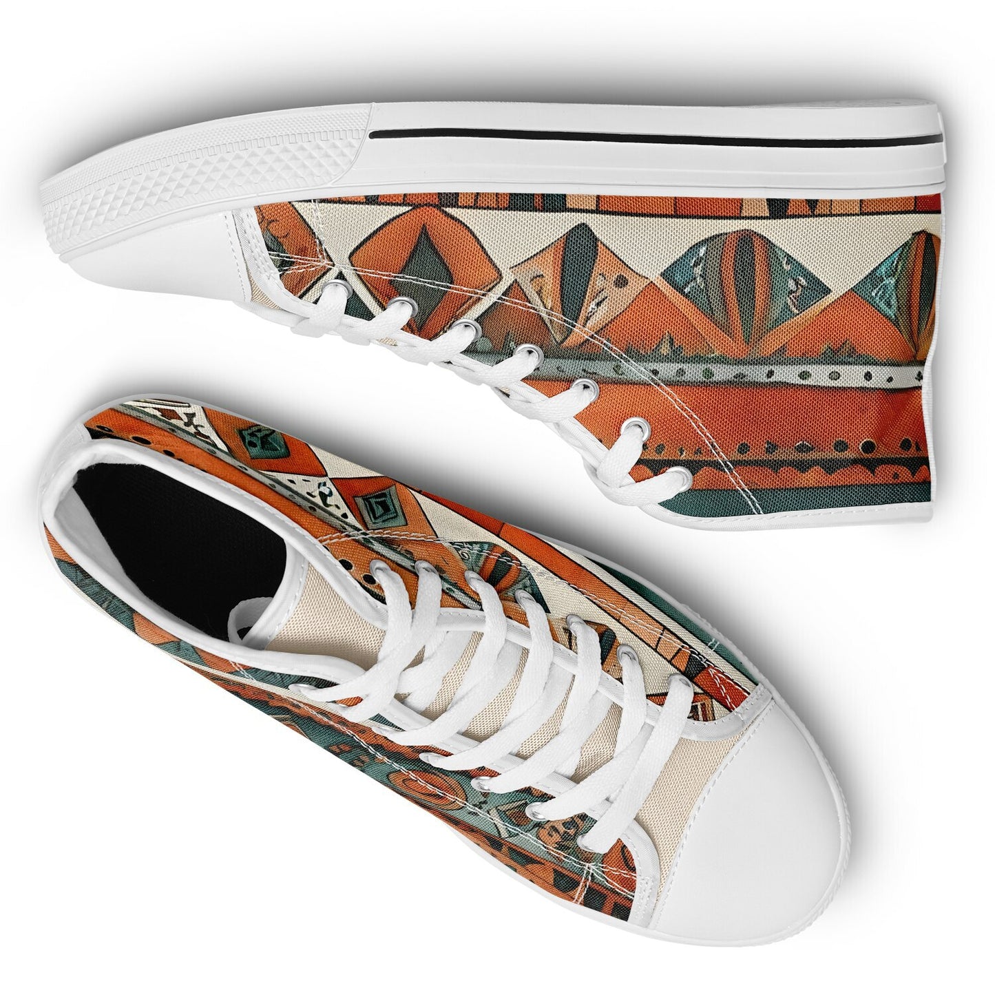 Bohemian High Tops - Abstract Unisex Festival Trainers with Bright Patterns