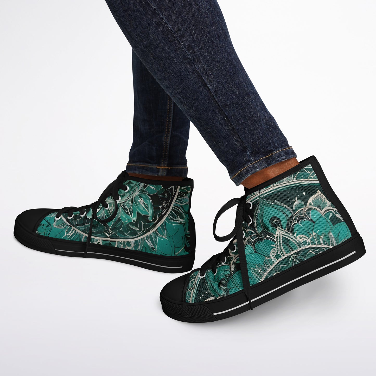 Green Mandala High Tops - Rave Shoes with A Bold Style and All-Day Comfort
