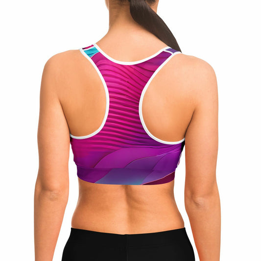 Pink Synth Sports Bra