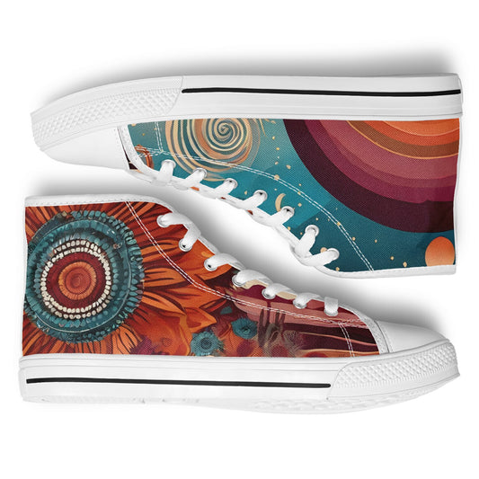 Boho Desert High Tops - Rave Shoes with Festival Desert Print and Bright Colours