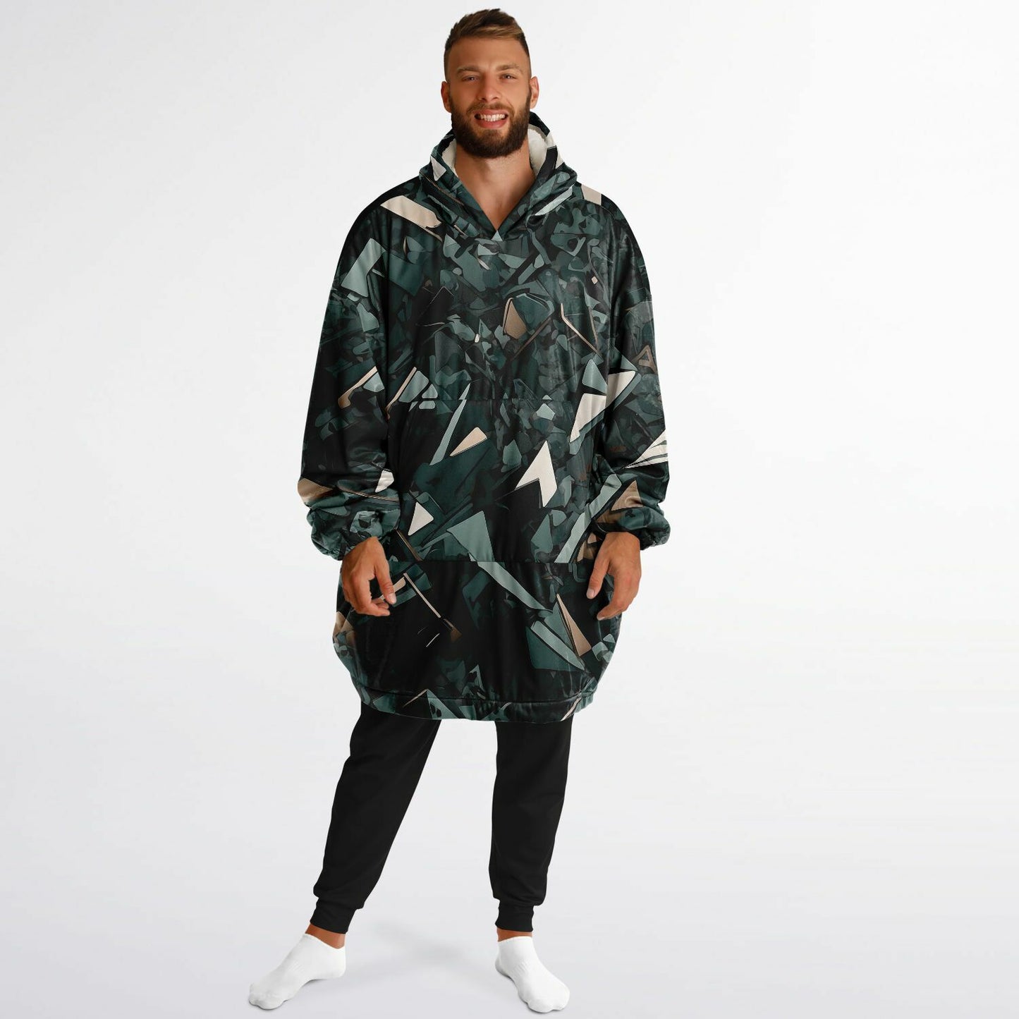 Abstract Camo Snug Hoodie - Festival Fleece Wearable Blanket - Essentials Hoodie