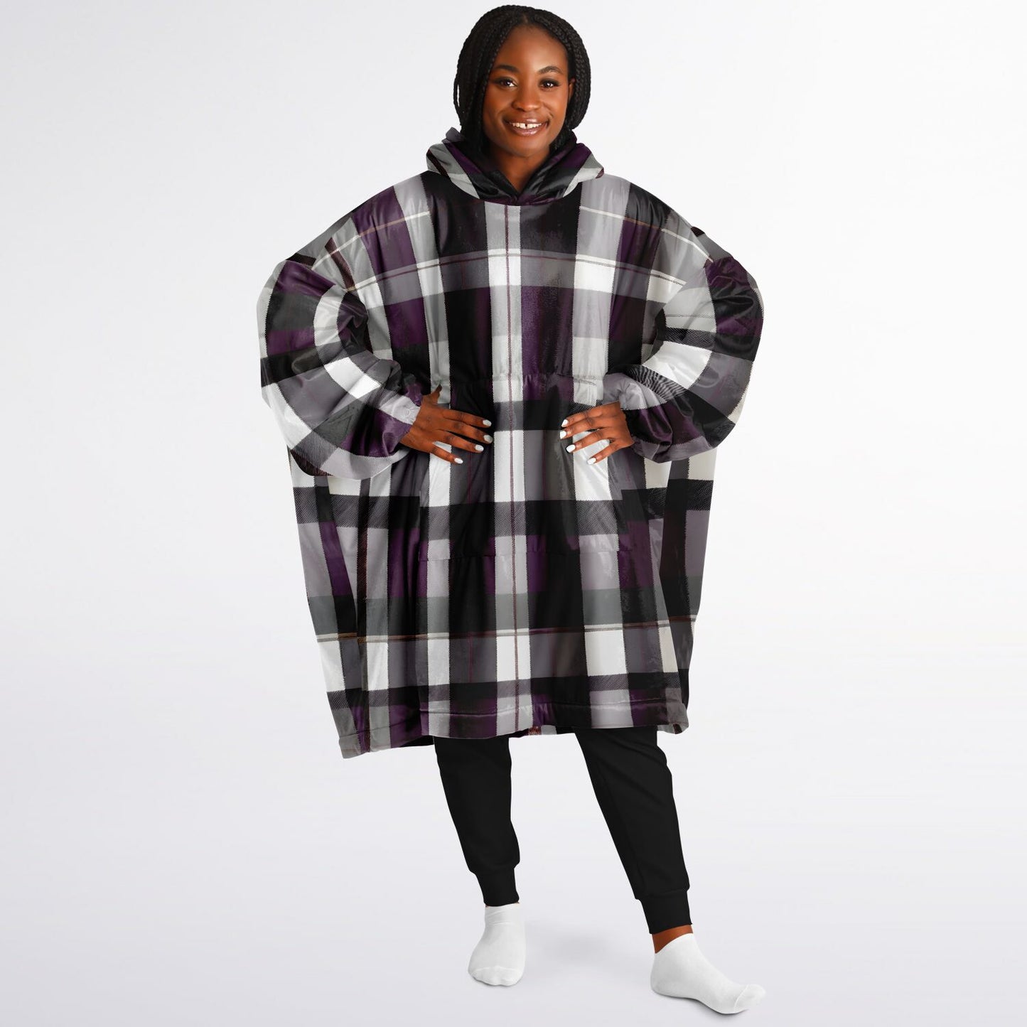 Purple Tartan Snug Hoodie - Fleece Hoodie - Essential Hoodie