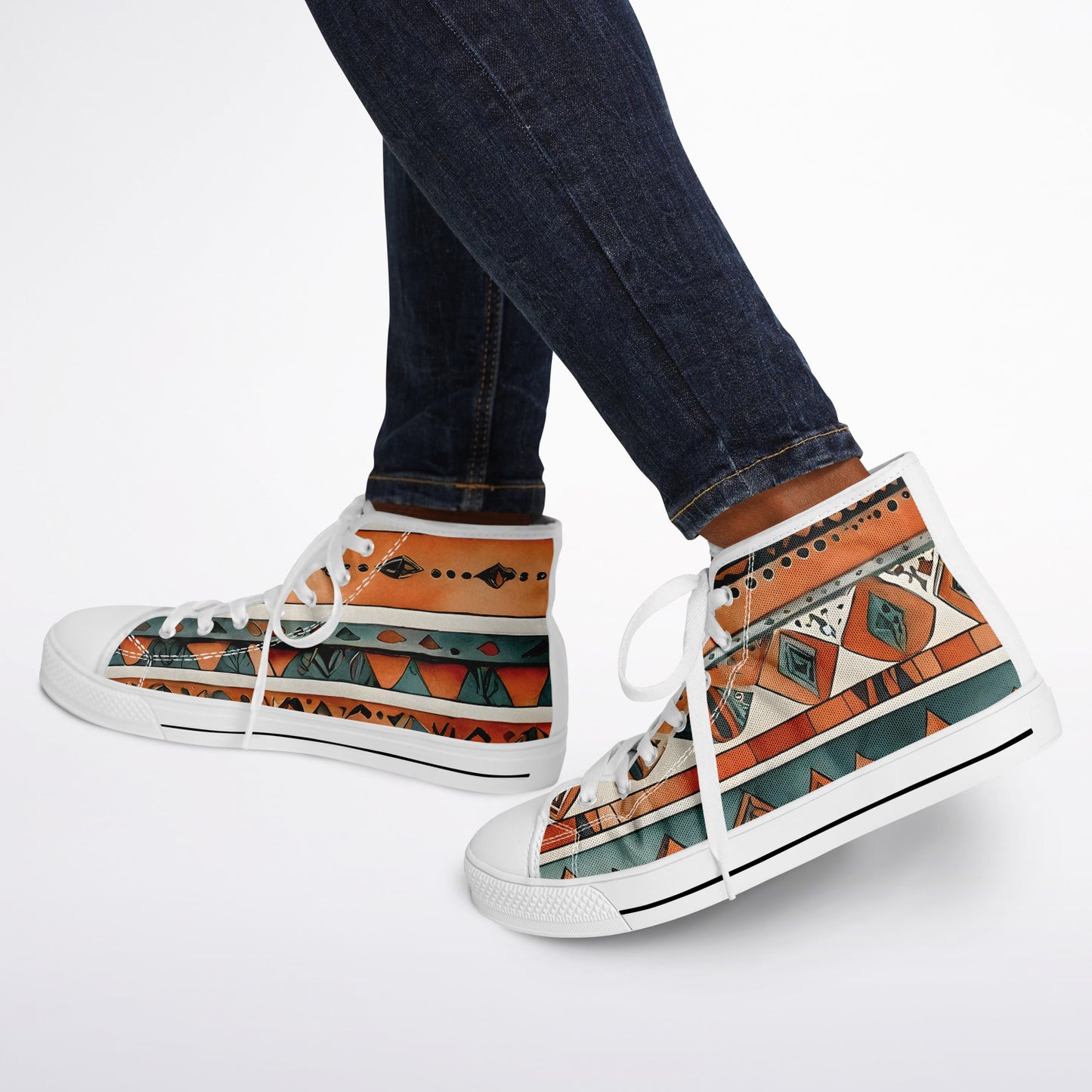 Bohemian High Tops - Abstract Unisex Festival Trainers with Bright Patterns