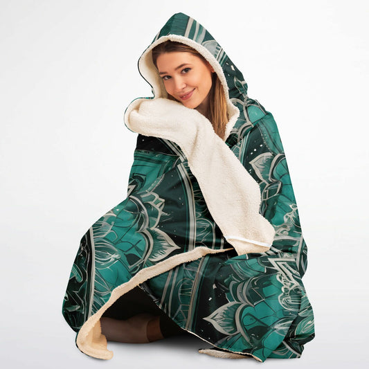 Emerald Mandala Hooded Blanket - Ultra-Soft Hoodie Blanket with Mandala Pattern