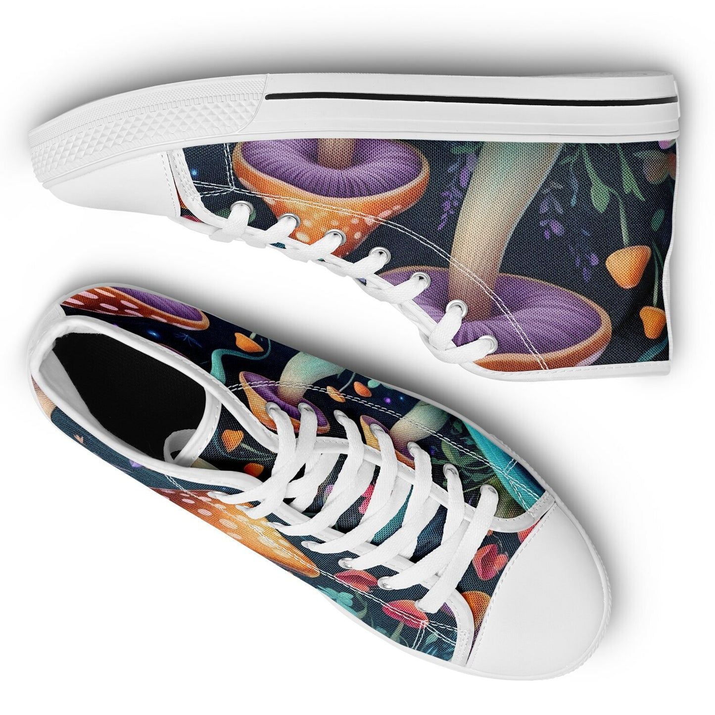 Magical Mushrooms High Tops - Rave Shoes with A Bold Style and All-Day Comfort
