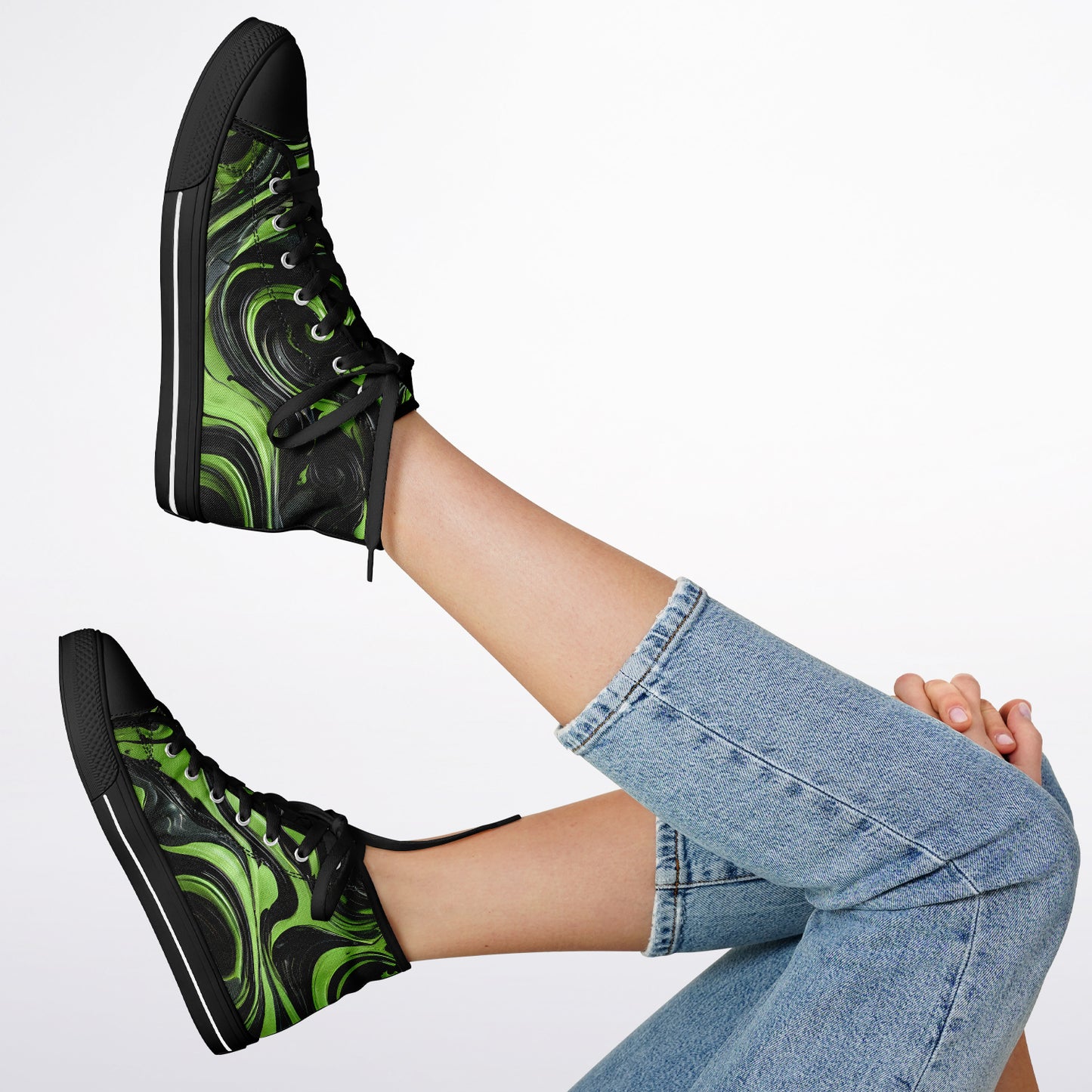 Green Swirls High Tops - Rave Shoes with A Bold Style and All-Day Comfort