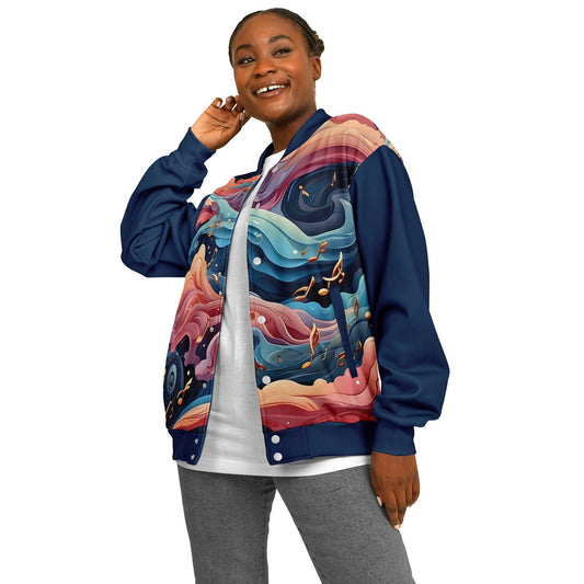 Musical Rainbow Baseball Jacket - Custom Bomber Jacket with Artistic Print