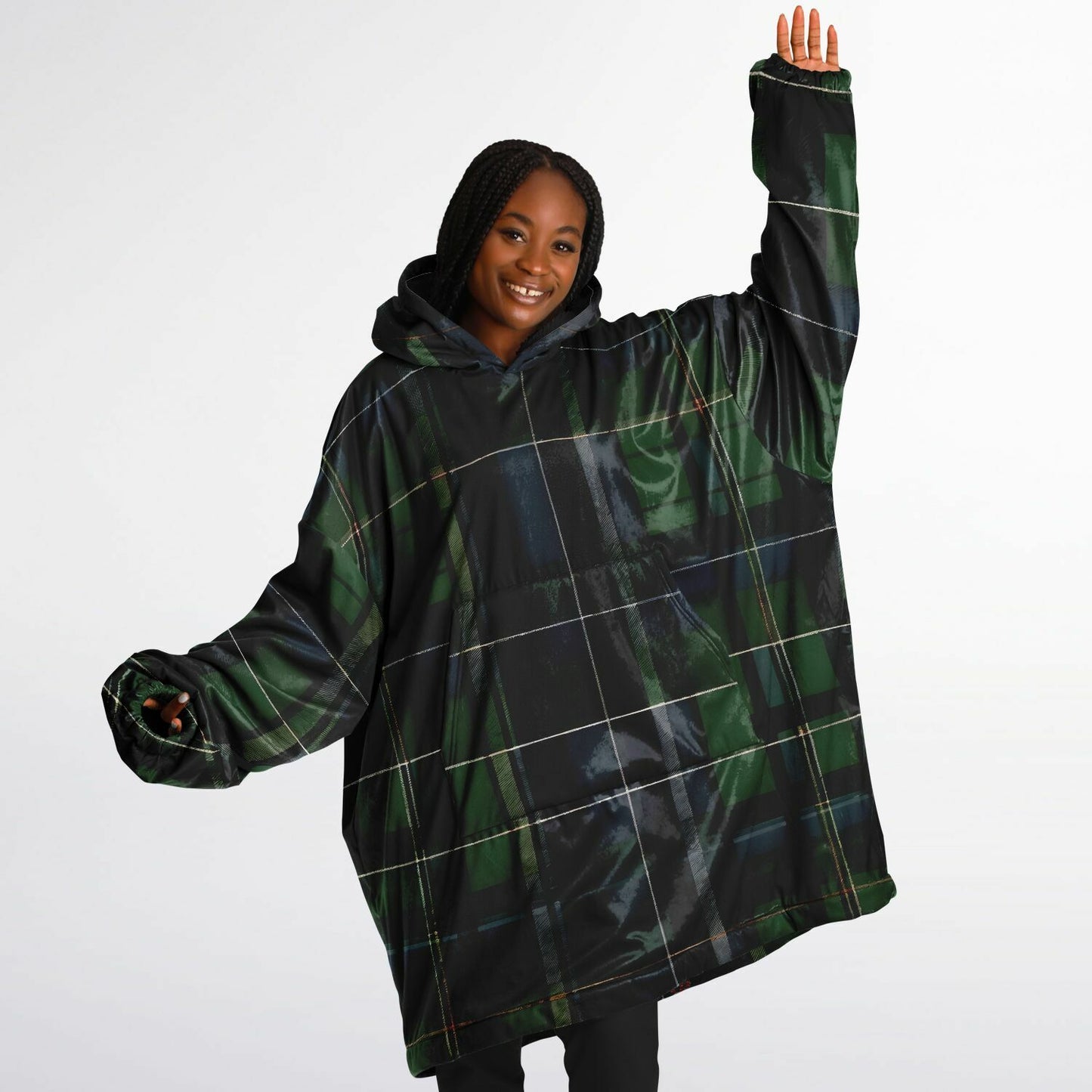 Green Tartan Snug Hoodie - Fleece Hoodie - Essential Hoodie