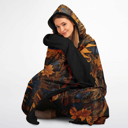 Boho Hooded Blanket - Festival Style Sherpa Fleece with Boho Woman Artwork