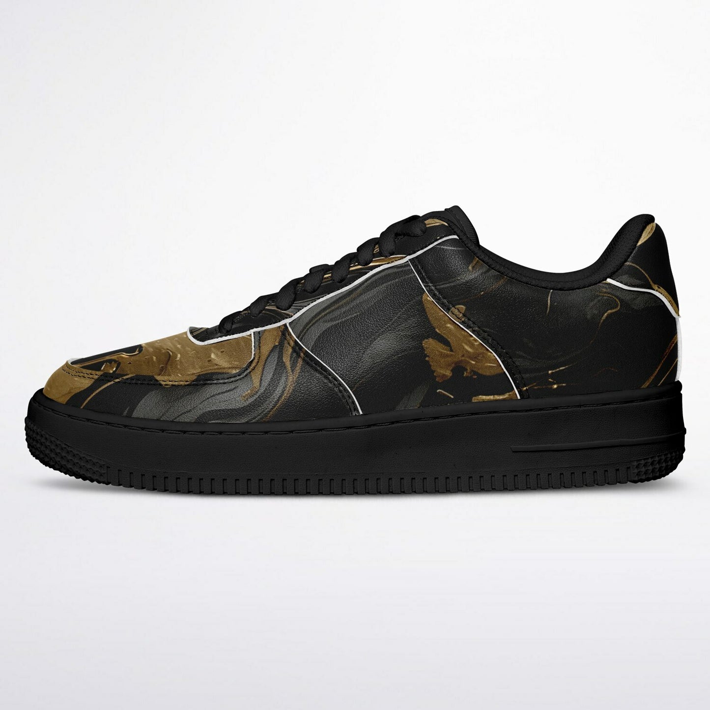 Black & Gold Marble Festival Shoes - Rave Shoes with Durability in Abstract Marble Pattern