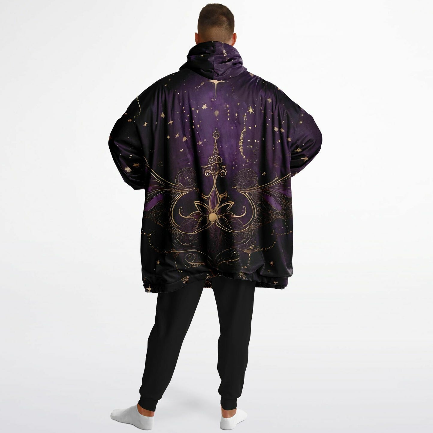 Celestial Purple Snug Hoodie - Festival Fleece Wearable Hoodie - Essentials Hoodie