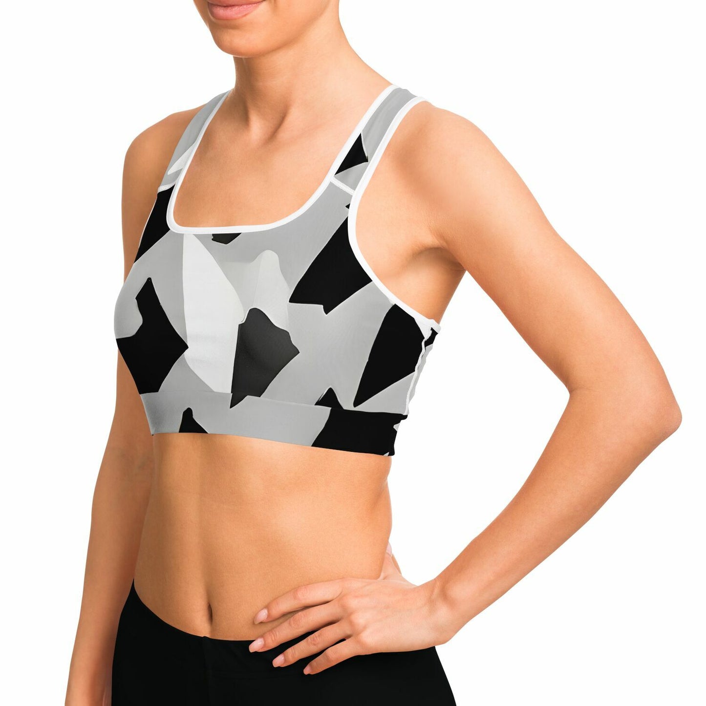 Geometric Triangle Print Sports Bra