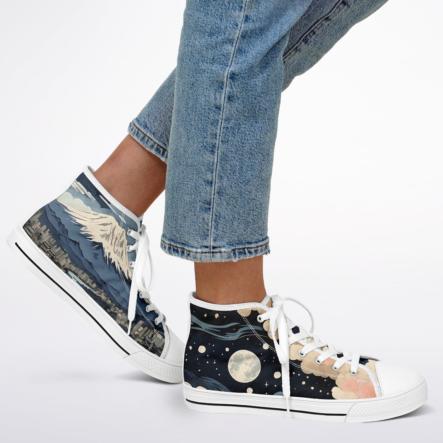 Kyoto Fantasy High Tops - Fashion Sneakers with Japanese Anime Art Rave Shoes