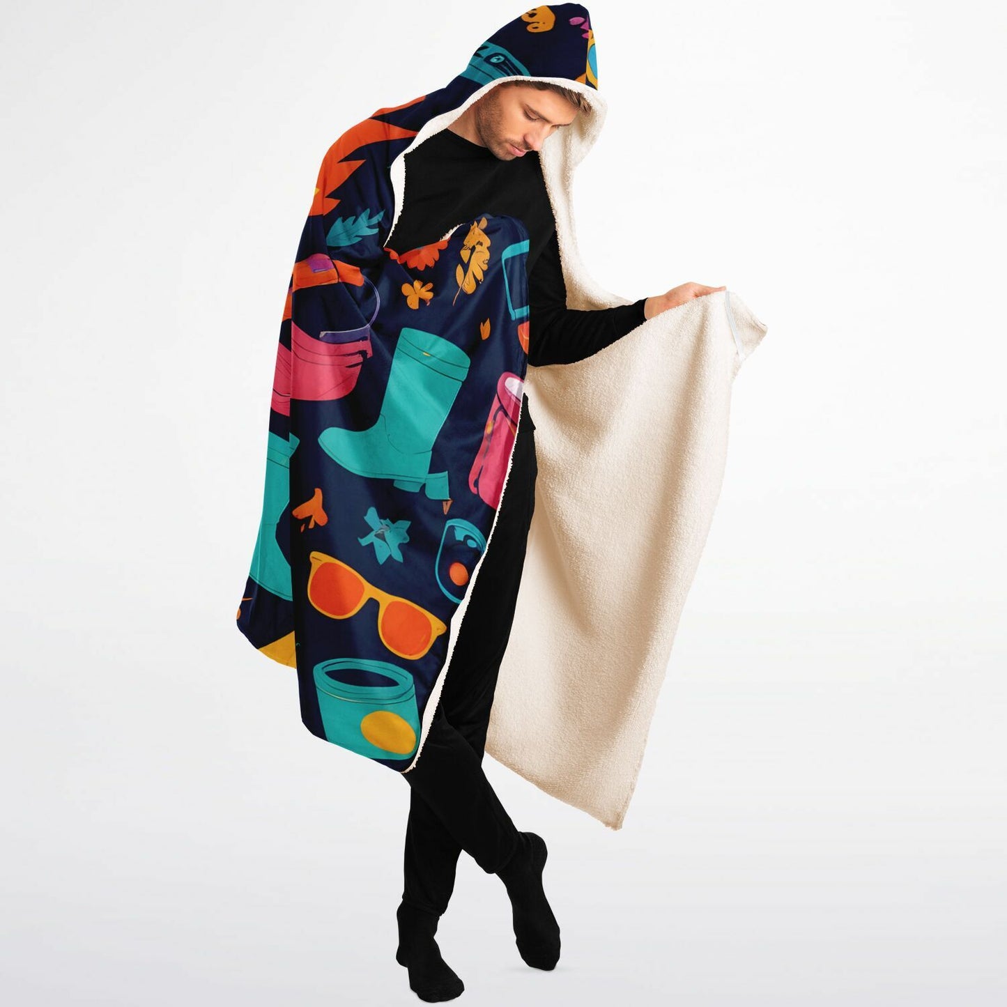 Festival Life Hooded Blanket - Ultra-Soft Hoodie Blanket with Festival Icons Pattern