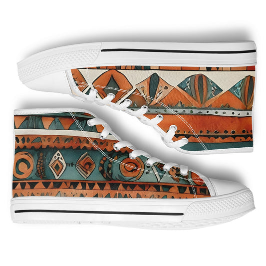 Bohemian High Tops - Abstract Unisex Festival Trainers with Bright Patterns