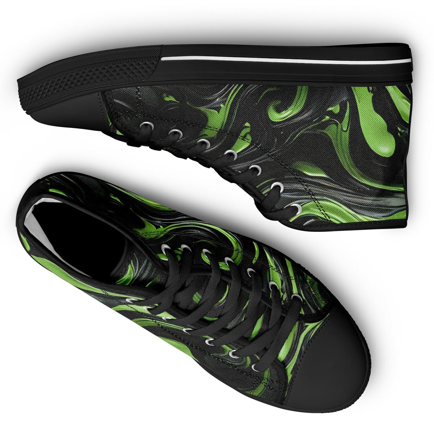 Green Swirls High Tops - Rave Shoes with A Bold Style and All-Day Comfort