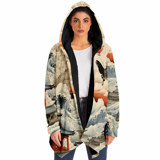 Mothra Hooded Cloak - Sherpa Fleece Fantasy Art with Anime Aesthetic
