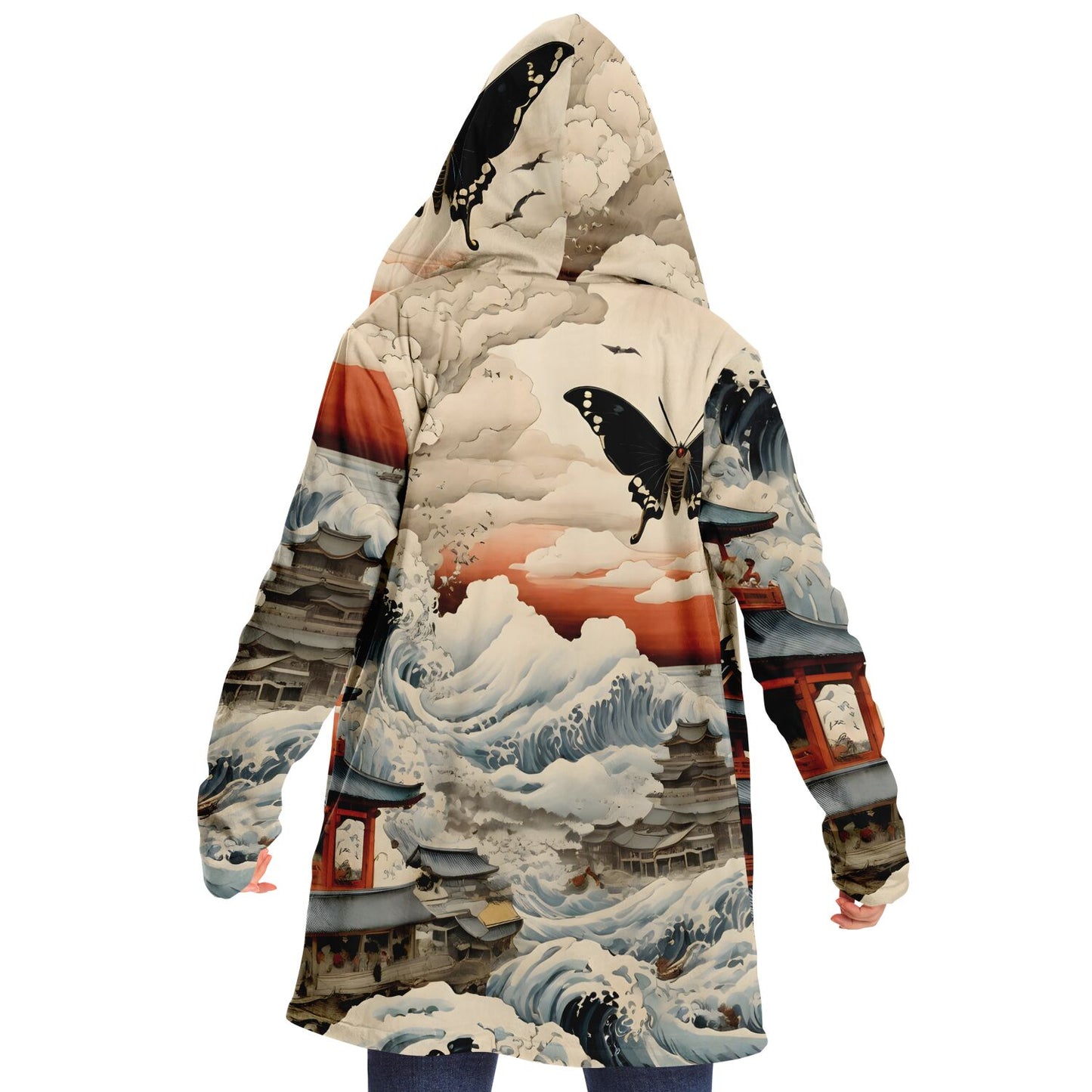 Mothra Hooded Cloak - Sherpa Fleece Fantasy Art with Anime Aesthetic
