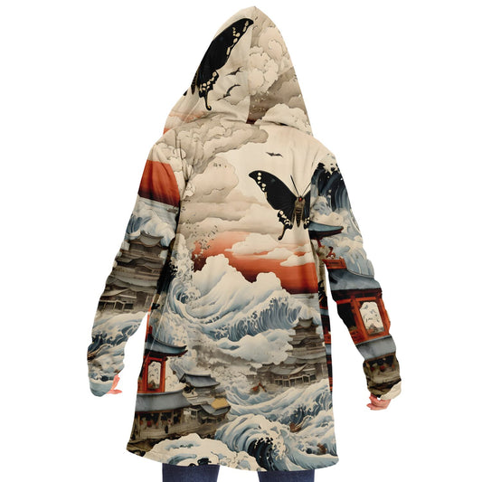 Mothra Hooded Cloak - Sherpa Fleece Fantasy Art with Anime Aesthetic