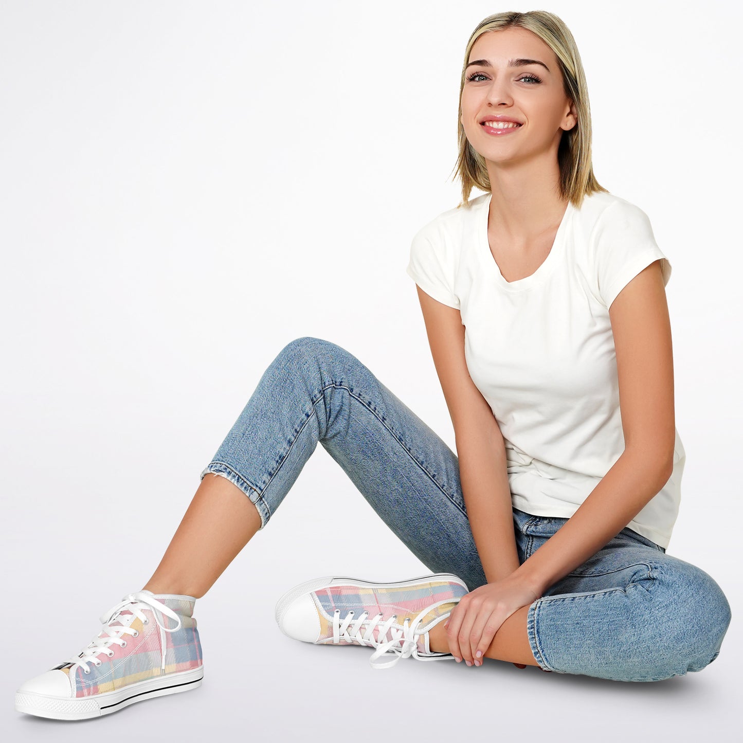 Pastel Tartan High Tops - Festival Sneakers