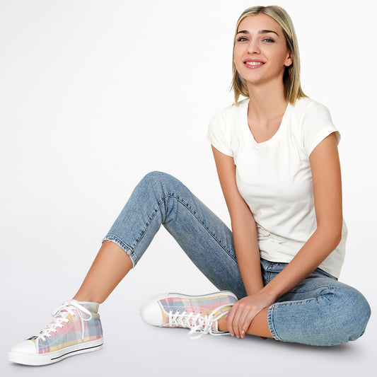 Pastel Tartan High Tops - Festival Sneakers