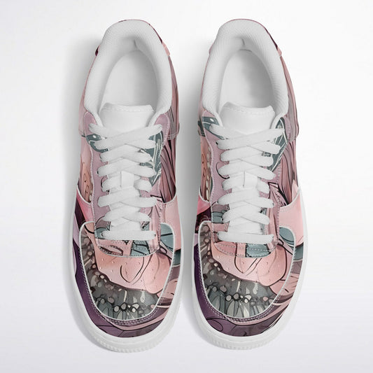 Lavender Boho Flowers Festival Trainers - Durable Rave Shoes with Pastel Floral Pattern