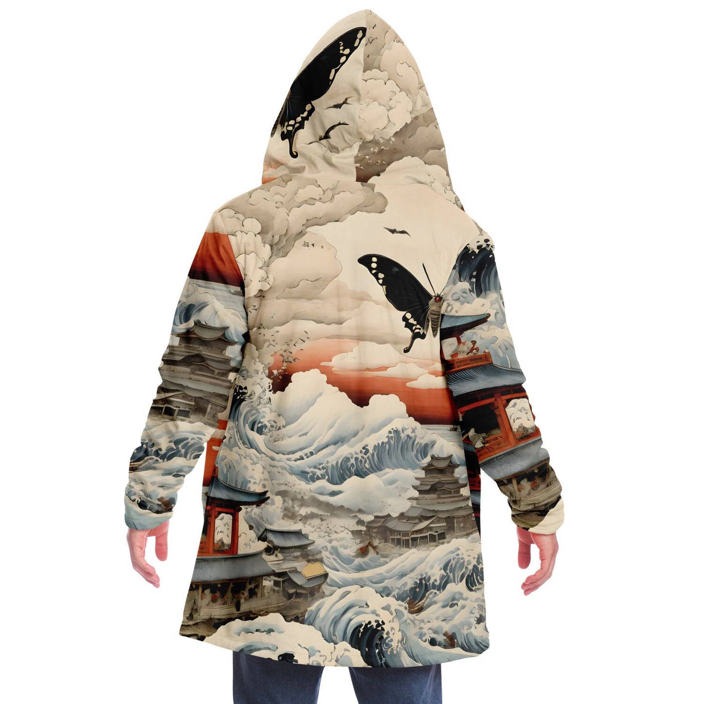 Mothra Hooded Cloak - Sherpa Fleece Fantasy Art with Anime Aesthetic
