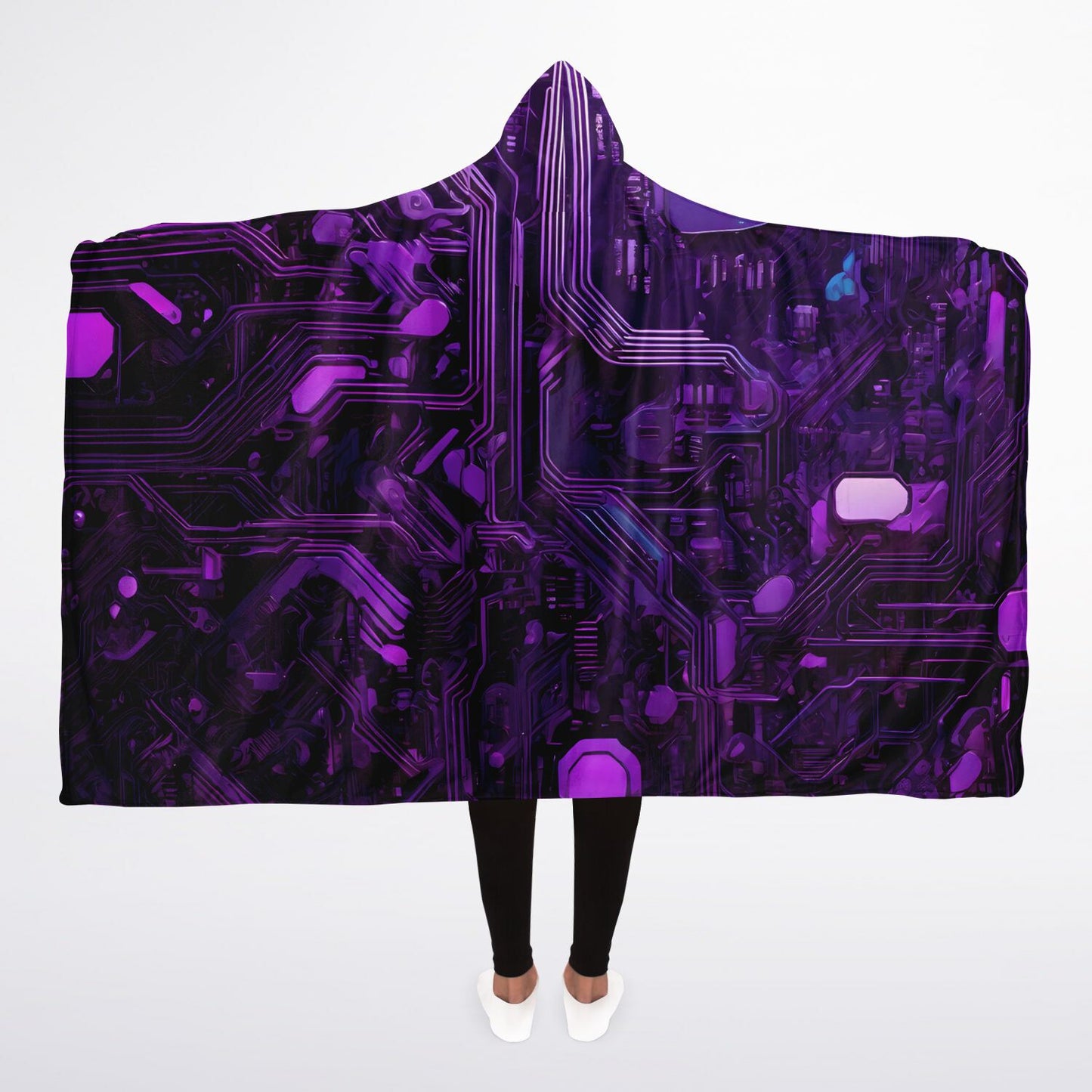 Purple Hardware Hooded Blanket - Ultra-Soft Hoodie Blanket with Computer Pattern