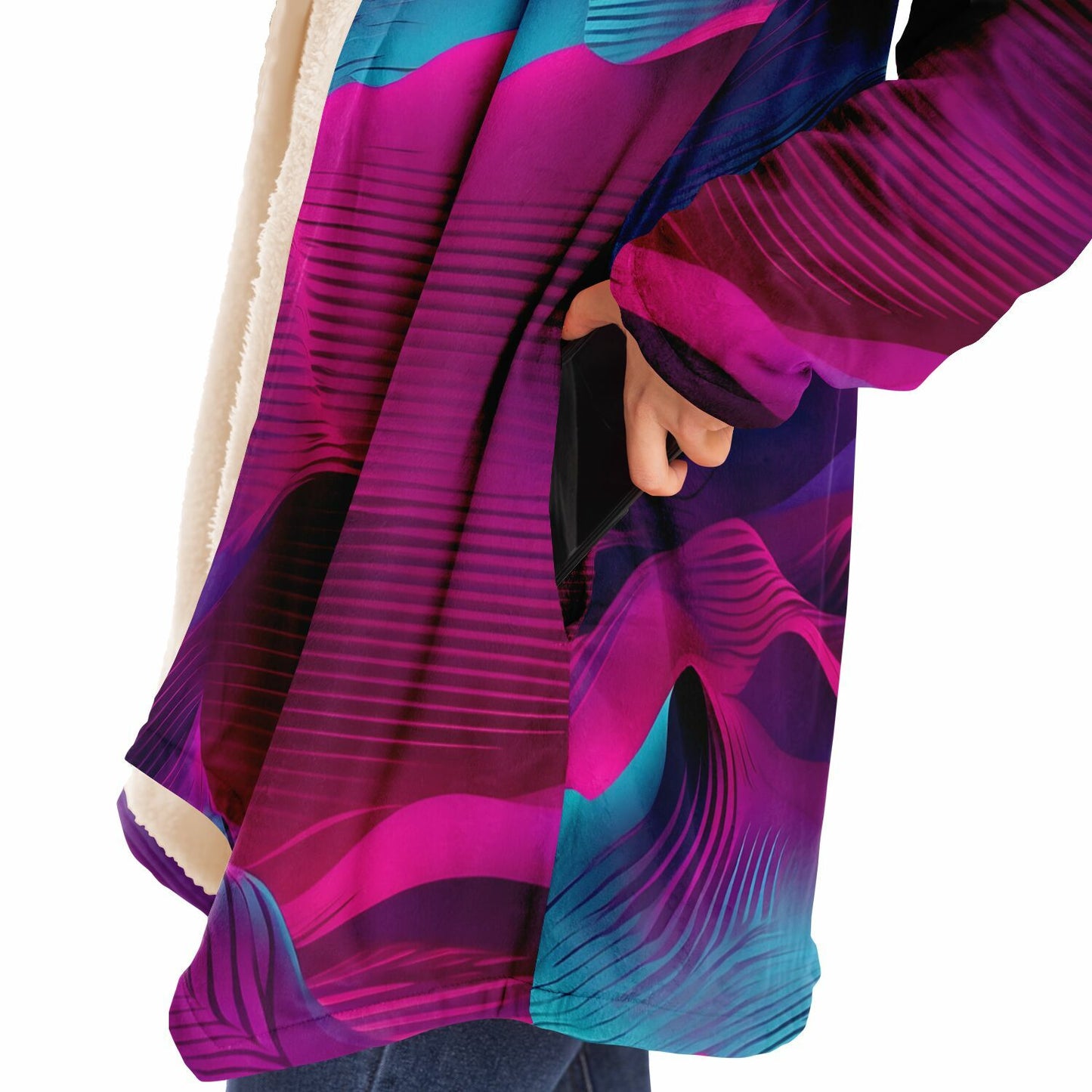 Electric Pink Hooded Cloak - Fleece Cloak Ideal for Raves and Festivals
