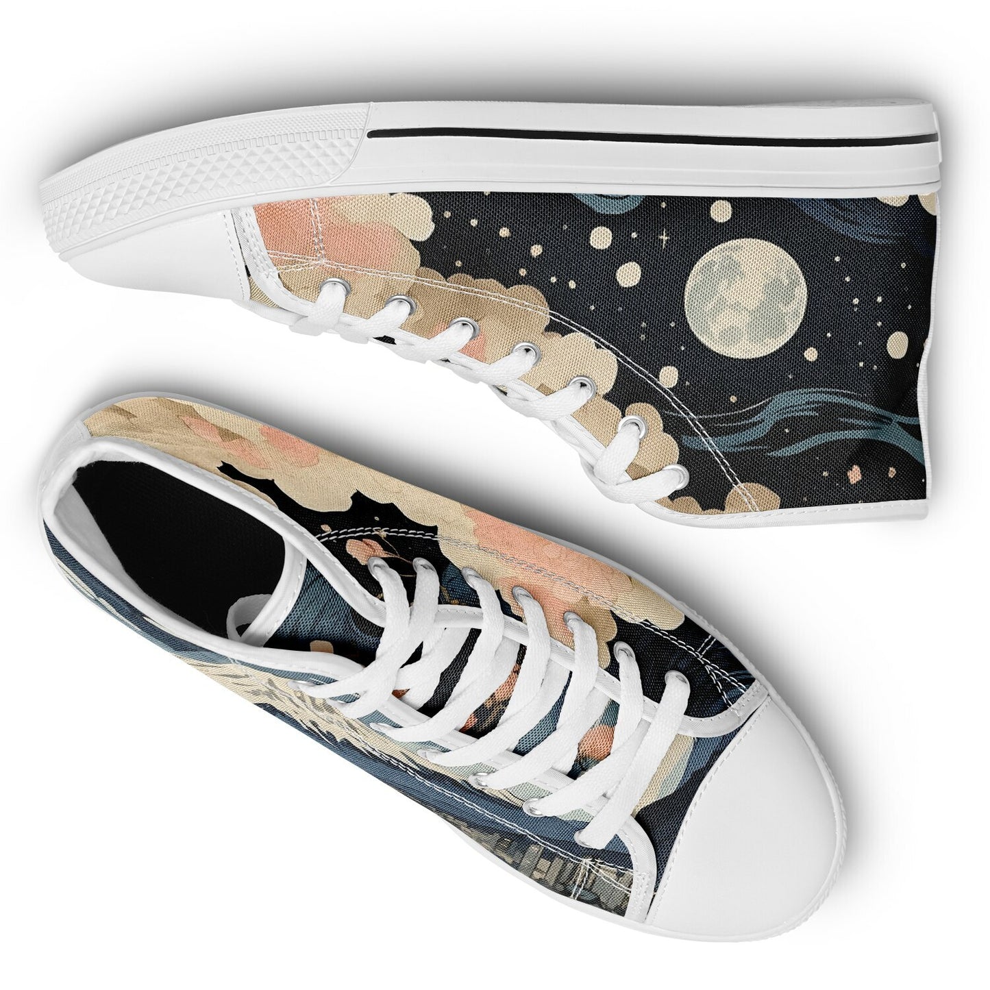 Kyoto Fantasy High Tops - Fashion Sneakers with Japanese Anime Art Rave Shoes
