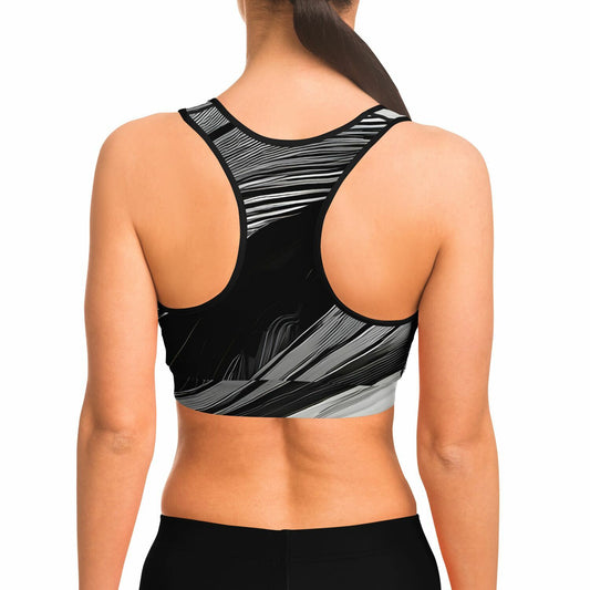 Black & White Swirl Sports Bra