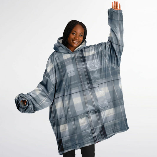 Blue Tartan Snug Hoodie - Fleece Hoodie - Essentials Hoodie