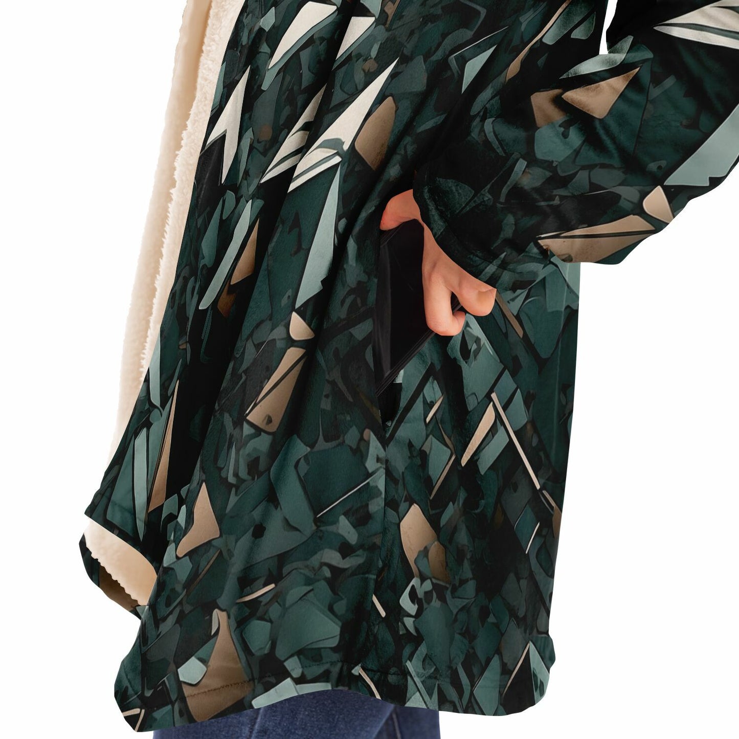 Modern Camo Hooded Cloak - Durable Fleece Cloak with Abstract Camo Pattern