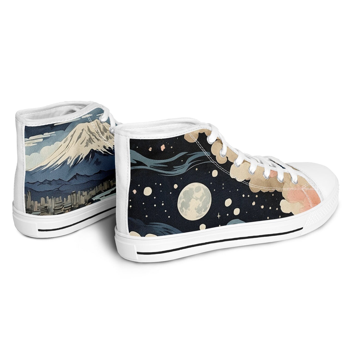 Kyoto Fantasy High Tops - Fashion Sneakers with Japanese Anime Art Rave Shoes