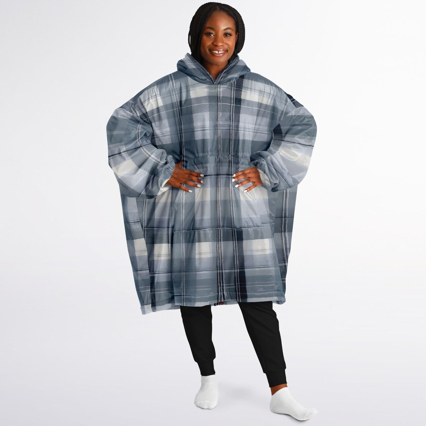 Blue Tartan Snug Hoodie - Fleece Hoodie - Essentials Hoodie