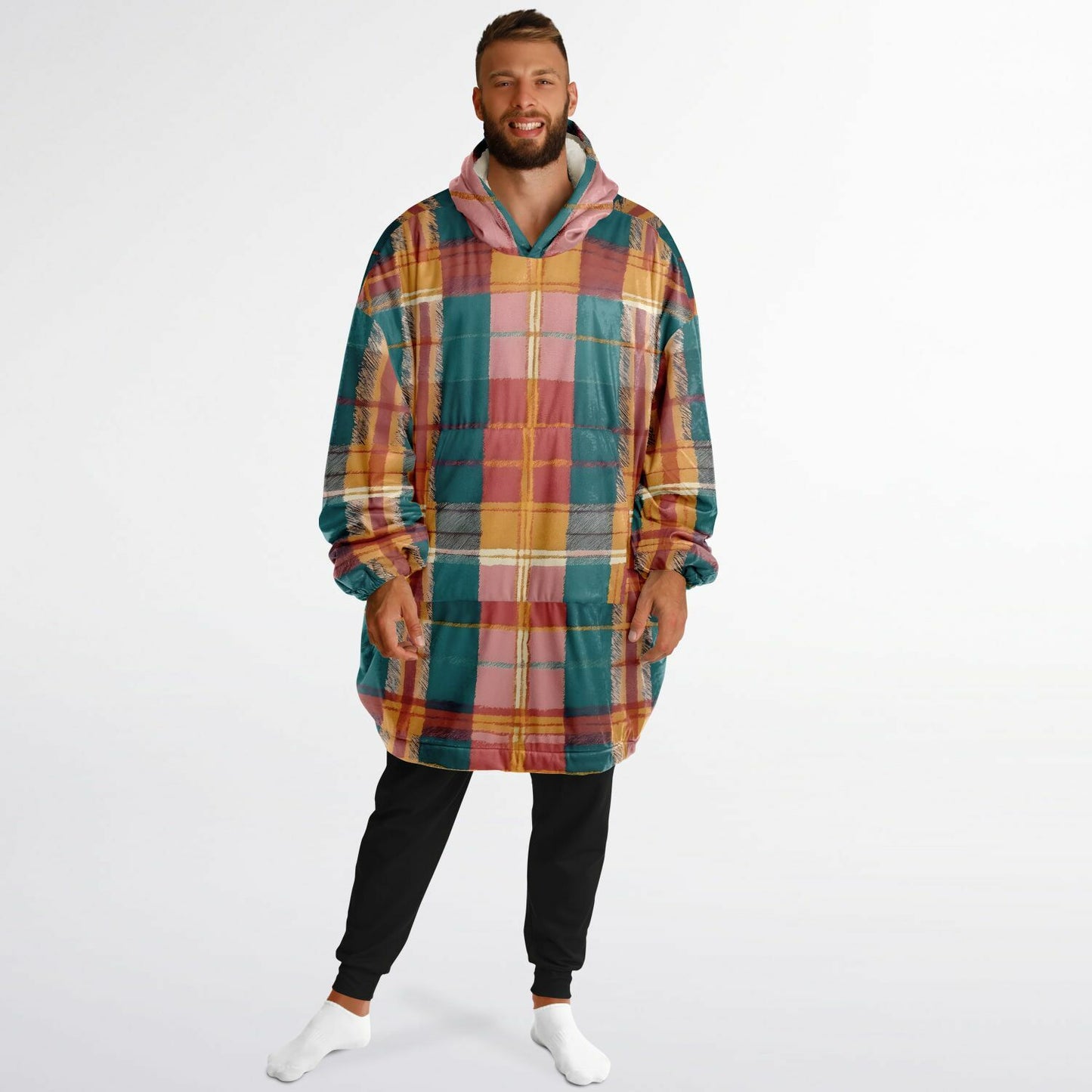Tropical Tartan Snug Hoodie - Fleece Hoodie - Essentials Hoodie