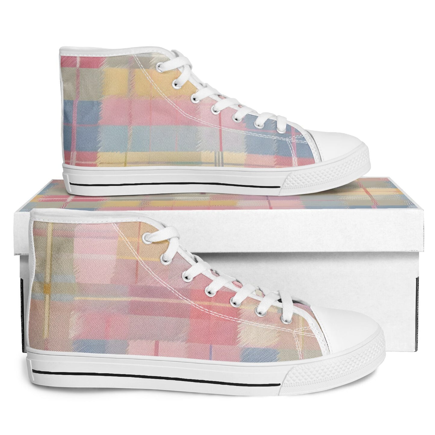 Pastel Tartan High Tops - Festival Sneakers