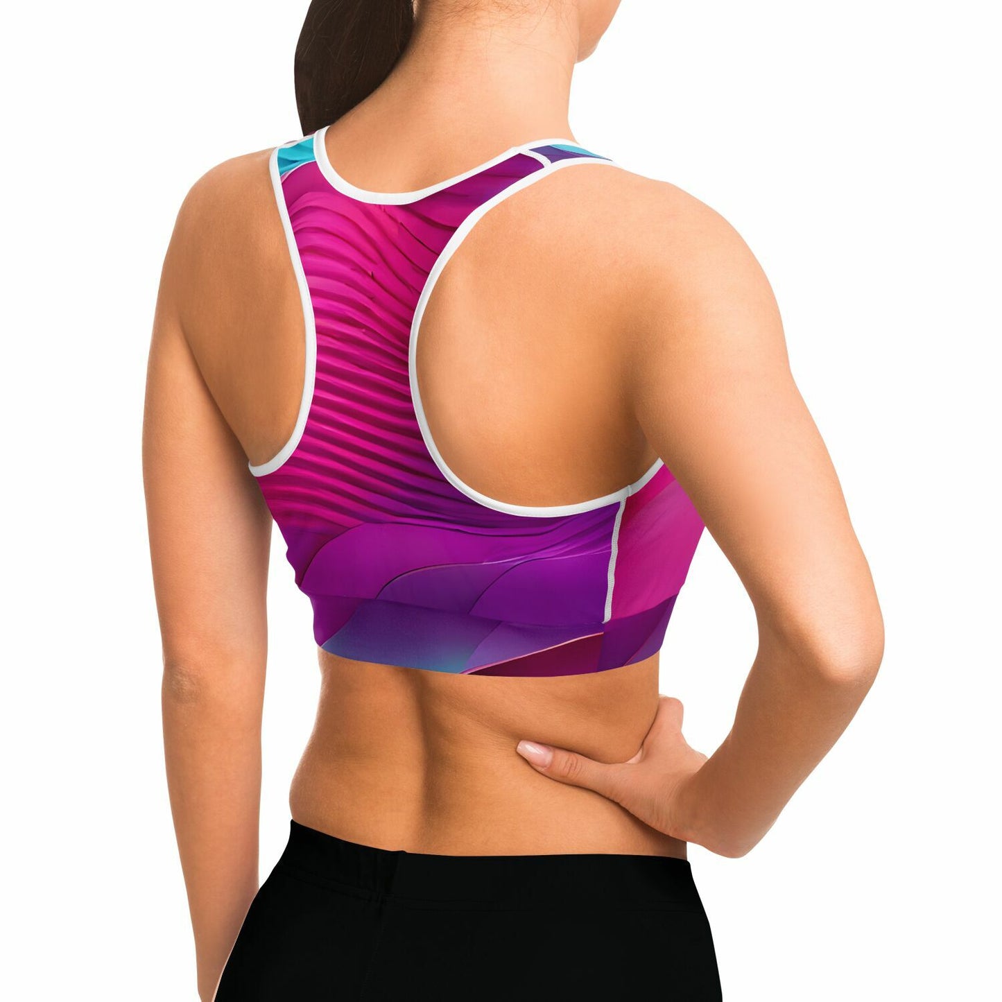 Pink Synth Sports Bra