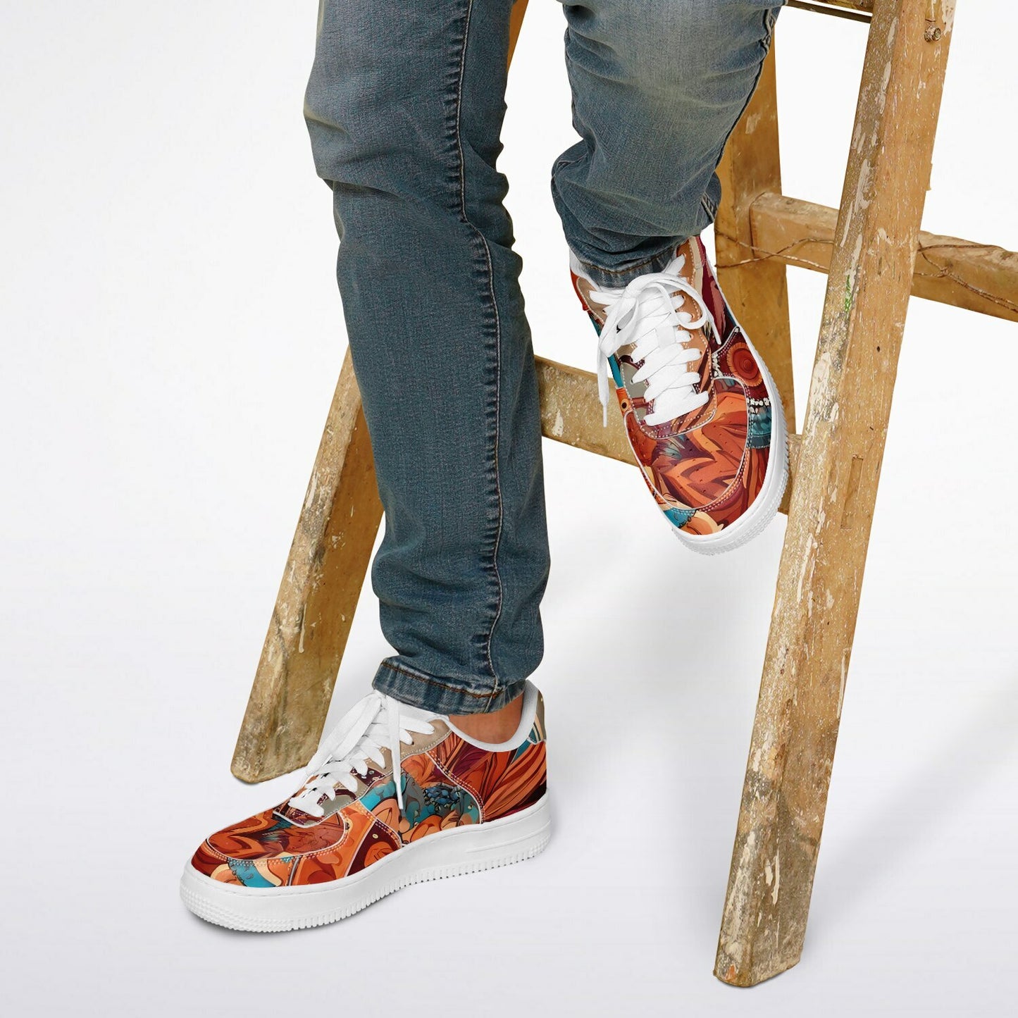 Boho Sunflower Festival Trainers - Rave Shoes with Bright Abstract Pattern