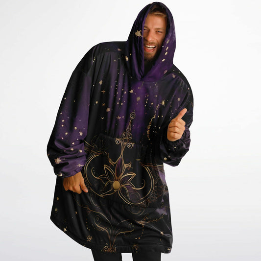 Celestial Purple Snug Hoodie - Festival Fleece Wearable Hoodie - Essentials Hoodie