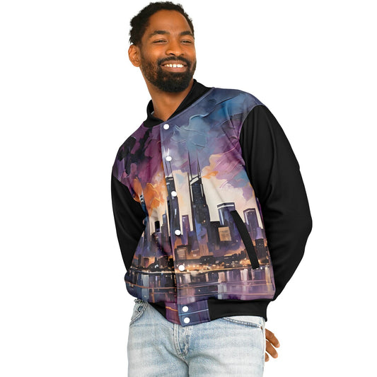 Artistic Bomber Jacket - Rave Wear with Nightlife Design