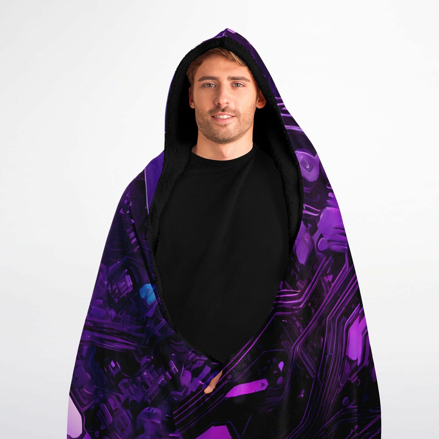 Purple Hardware Hooded Blanket - Ultra-Soft Hoodie Blanket with Computer Pattern