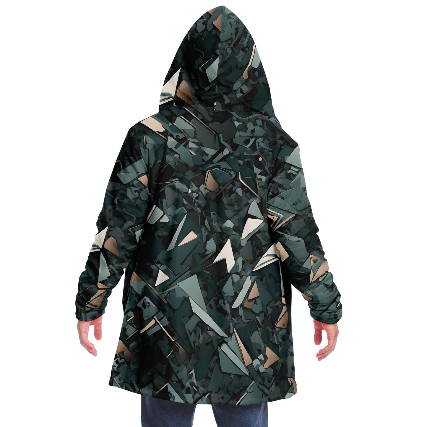 Modern Camo Hooded Cloak - Durable Fleece Cloak with Abstract Camo Pattern