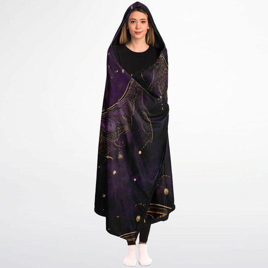 Purple Gothic Hooded Blanket - Fleece Blanket with Gothic Moonlight Festival Aesthetic
